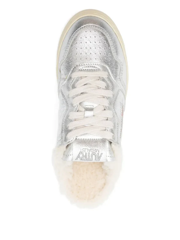 Autry Metallic Silver Low Top Sneakers - Image 4