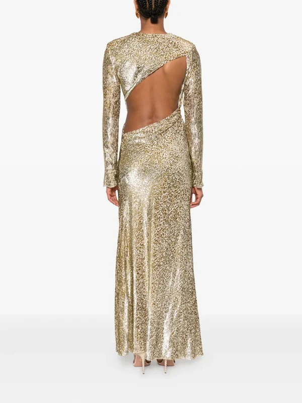 Self-Portrait Gold Long Dress - Image 4