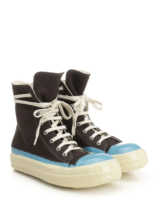 Overdyed Denim Brown High Top Sneakers - Image 2