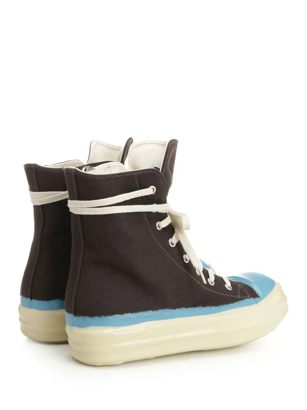Overdyed Denim Brown High Top Sneakers - Image 3