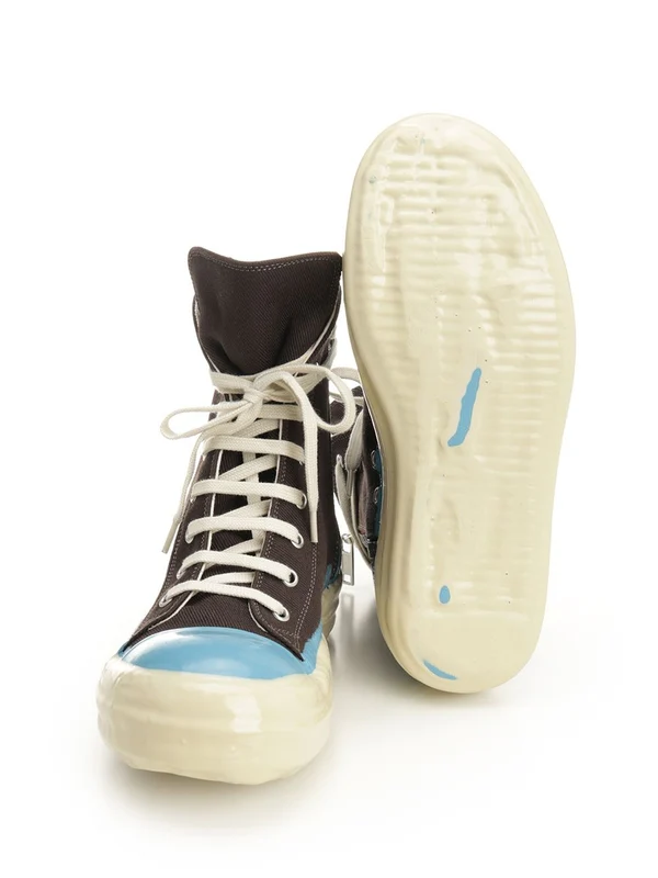 Overdyed Denim Brown High Top Sneakers - Image 5