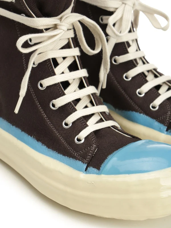 Overdyed Denim Brown High Top Sneakers - Image 6