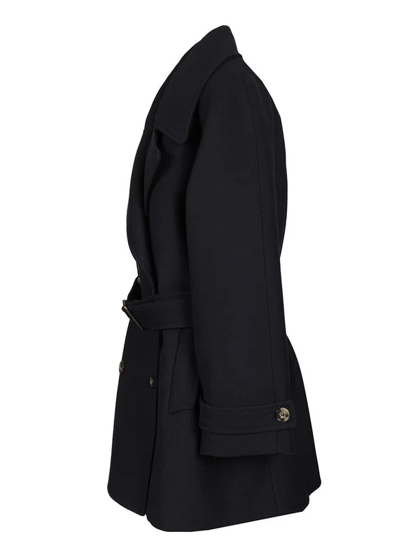 Wool Blend Navy Double-Breasted Coats - Image 3