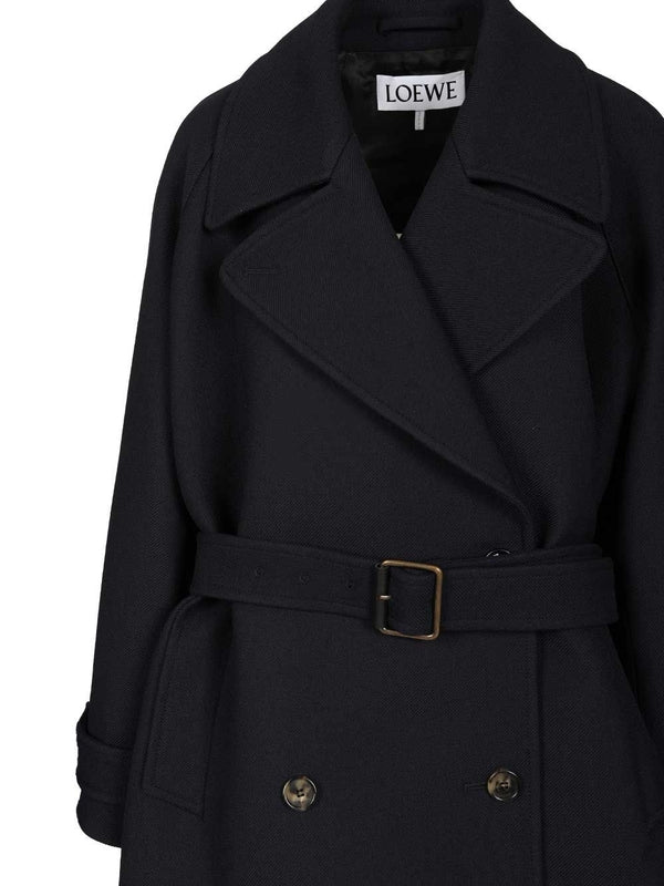 Wool Blend Navy Double-Breasted Coats - Image 4
