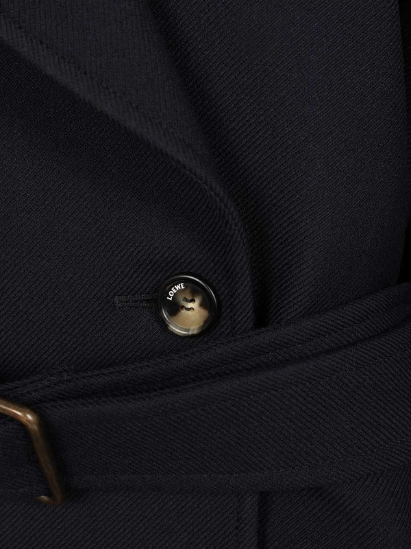 Wool Blend Navy Double-Breasted Coats - Image 5