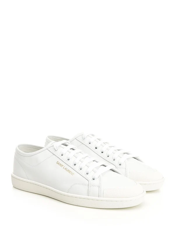 Saint Laurent White Low Top Sneakers - Image 2