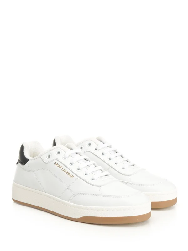 Saint Laurent White Low Top Sneakers - Image 2
