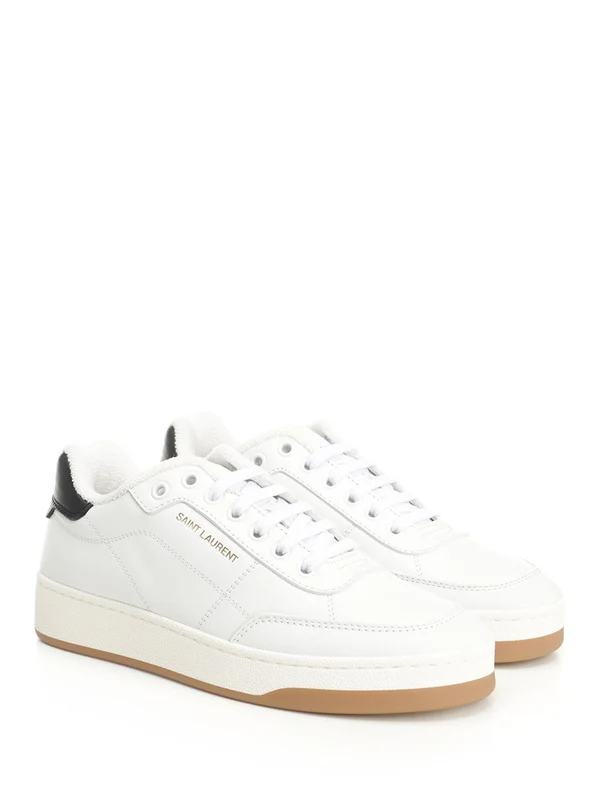 Saint Laurent White Low Top Sneakers - Image 2