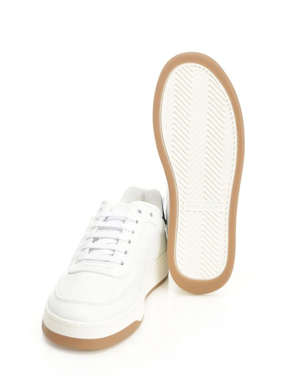 Saint Laurent White Low Top Sneakers - Image 5