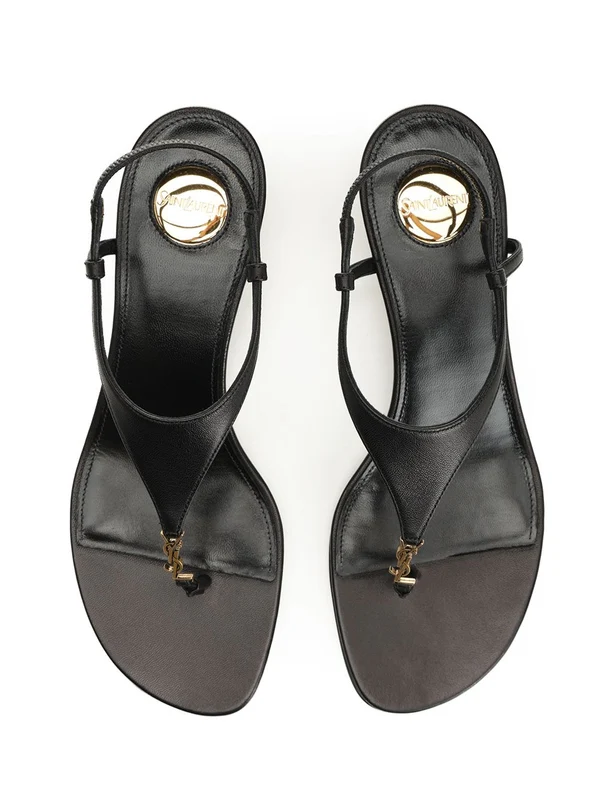 Saint Laurent Black Wedge Sandals - Image 5