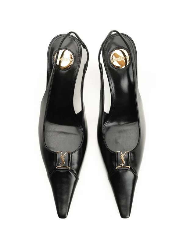 Saint Laurent Black Slingback Heels - Image 5