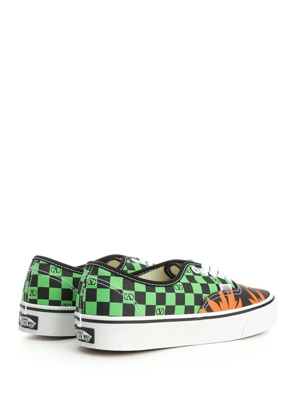 Valentino Green Checked Low Top Sneakers - Image 3