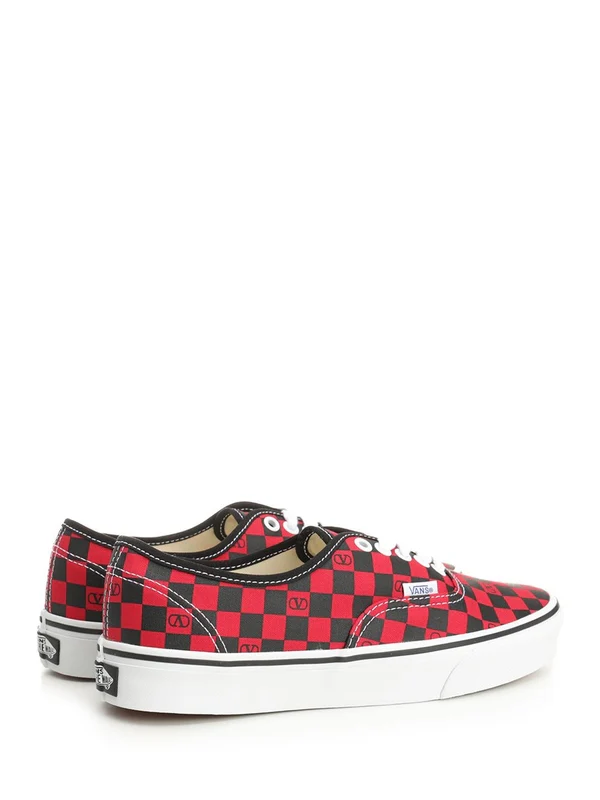 Valentino Red Checked Low Top Sneakers - Image 3