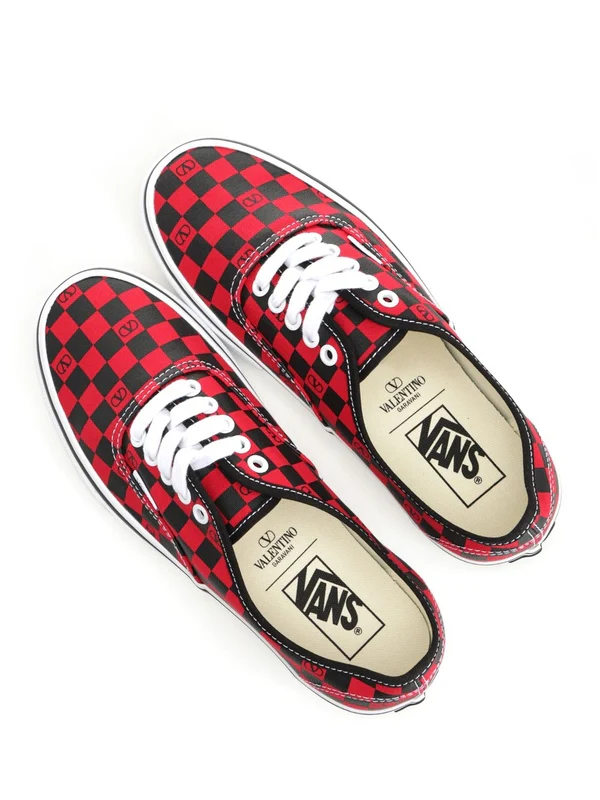Valentino Red Checked Low Top Sneakers - Image 6