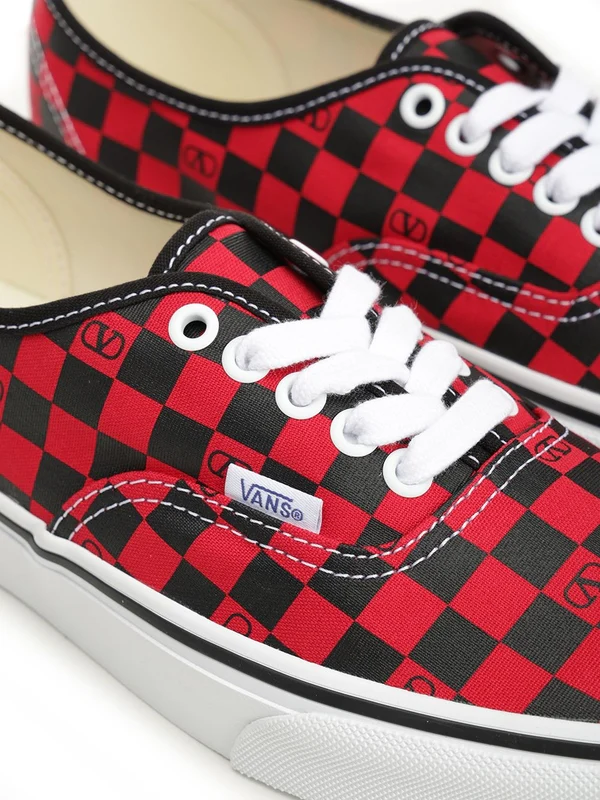 Valentino Red Checked Low Top Sneakers - Image 7