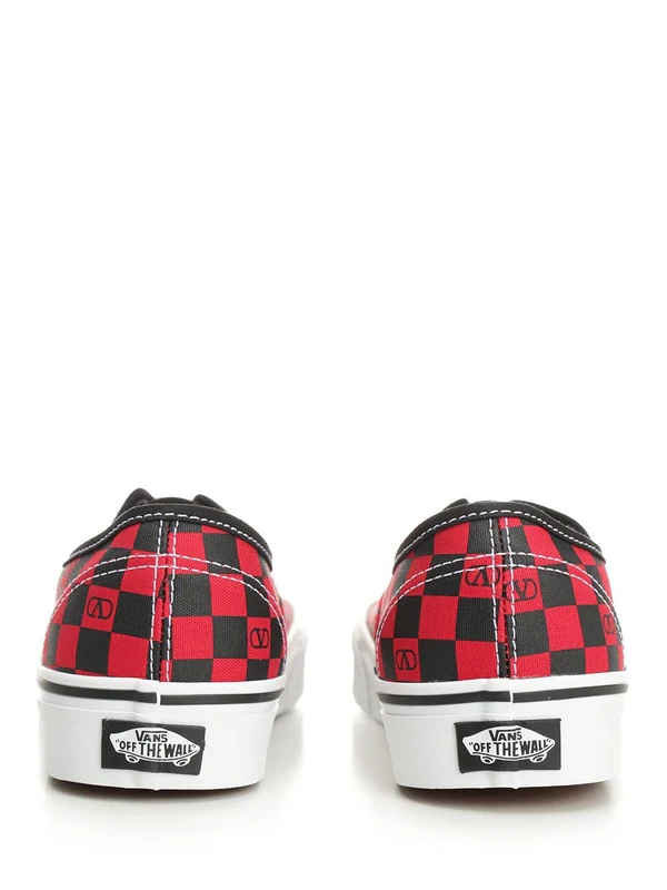 Valentino Red Checked Low Top Sneakers - Image 8