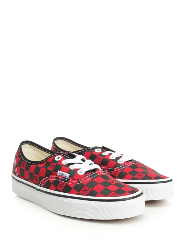 Valentino Red Checked Low Top Sneakers - Image 2