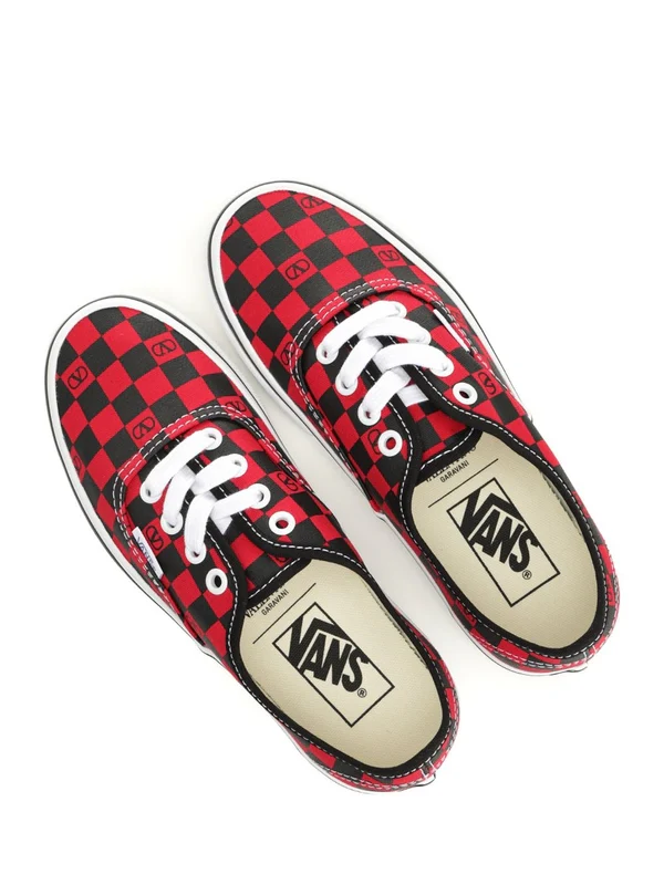 Valentino Red Checked Low Top Sneakers - Image 6
