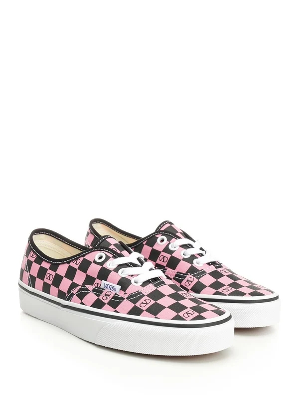Valentino Pink Checked Low Top Sneakers - Image 2