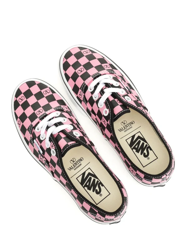 Valentino Pink Checked Low Top Sneakers - Image 6