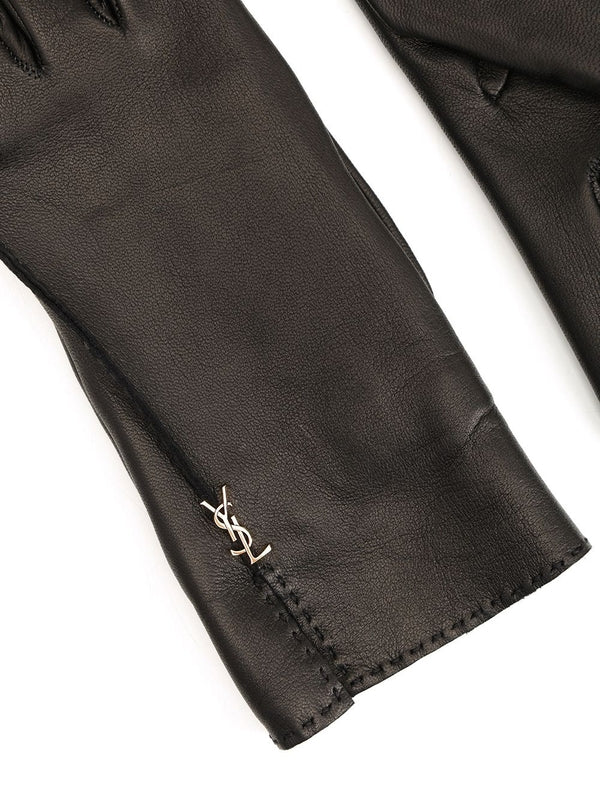 Saint Laurent Black Leather Gloves - Image 2