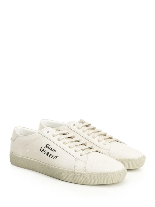 Saint Laurent White Low Top Sneakers - Image 2