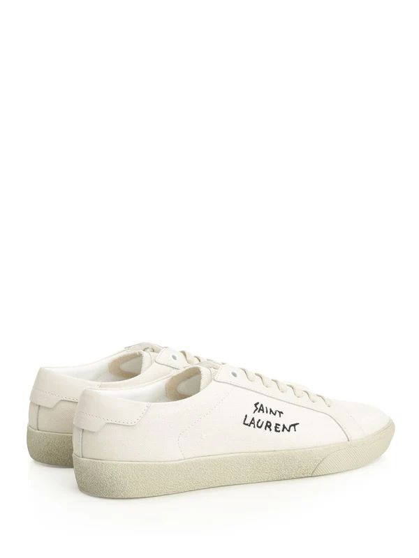 Saint Laurent White Low Top Sneakers - Image 3