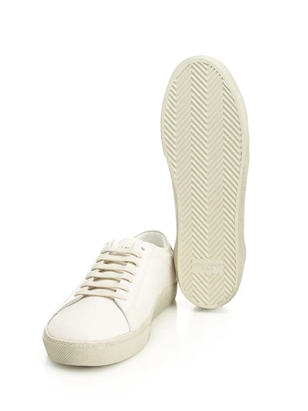 Saint Laurent White Low Top Sneakers - Image 5