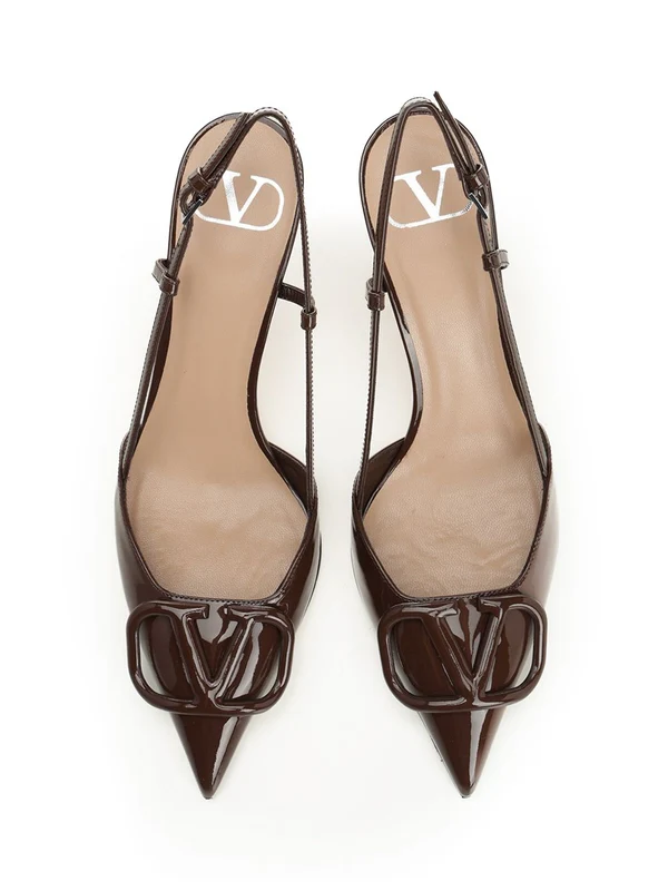 Valentino Brown Slingback Heels - Image 5
