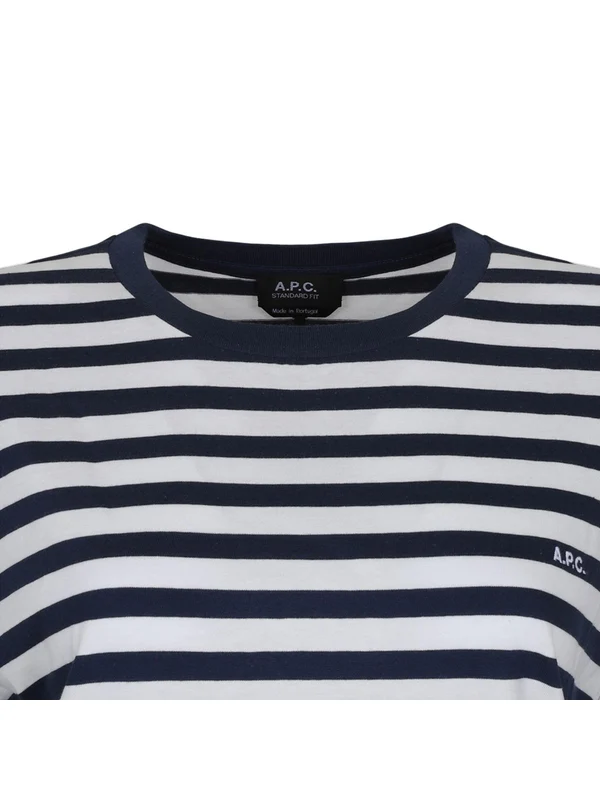A.P.C. Blue Striped Half Sleeve - Image 3