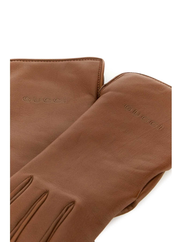 Gucci Brown Leather Gloves - Image 2