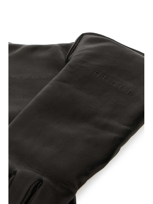 Gucci Black Leather Gloves - Image 2