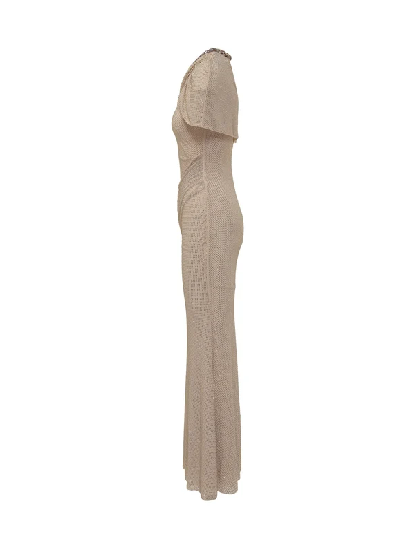 Self-Portrait Beige Long Dress - Image 3
