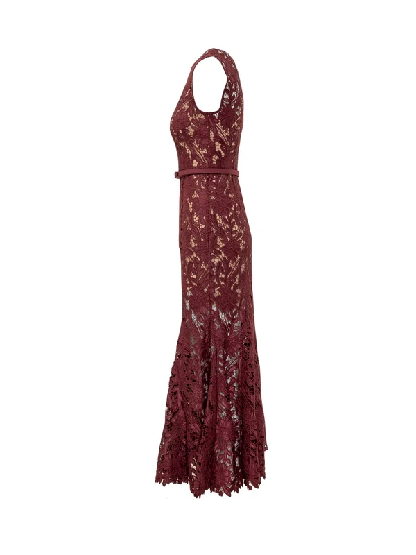 Self-Portrait Burgundy Long Dress - Image 3