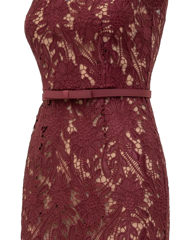 Self-Portrait Burgundy Long Dress - Image 4