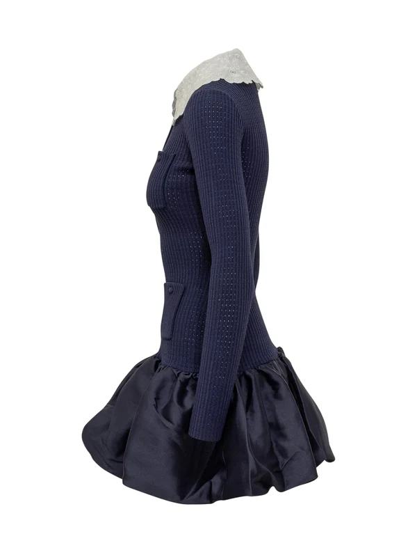 Self-Portrait Navy Mini Dress - Image 3