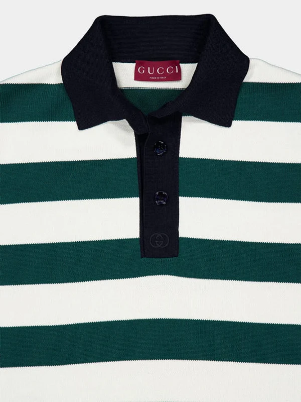 Gucci Green Striped Polo Shirts - Image 3