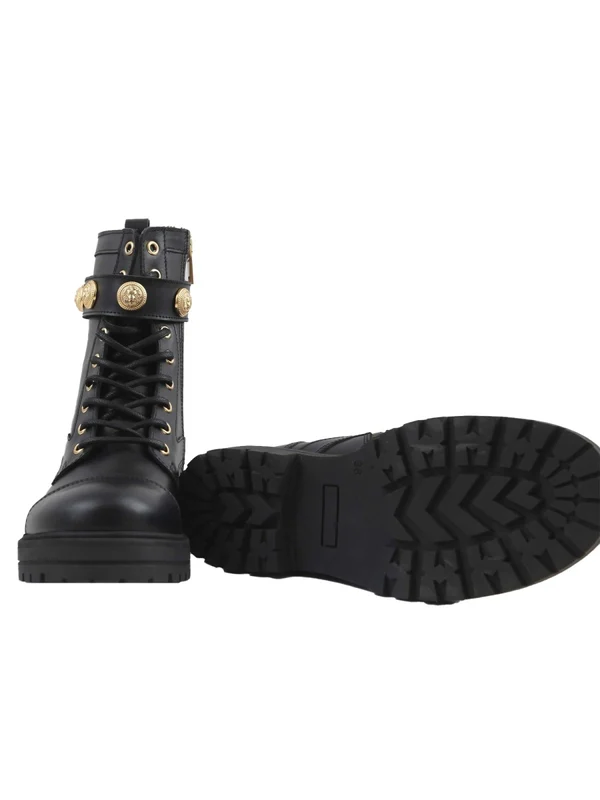 Balmain Black Lace-Up Boots - Image 3
