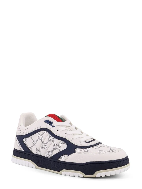 Gucci White Navy Low Top Sneakers - Image 2