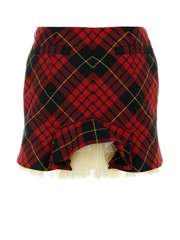 Alexander Mcqueen Red Checked Skirts - Image 2