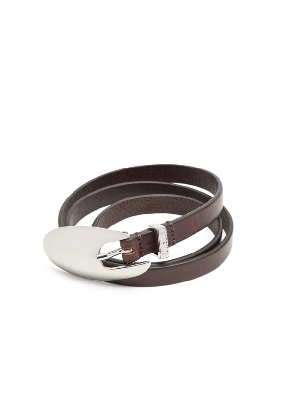 Silver Buckle Leather Belt - Image 2