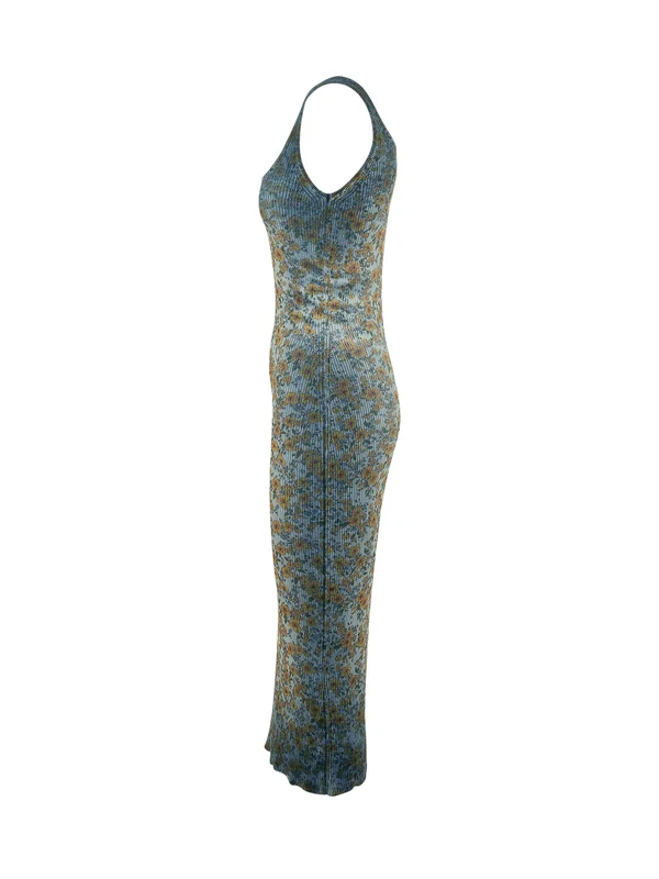 Flower Pattern Cotton Long Dress - Image 3