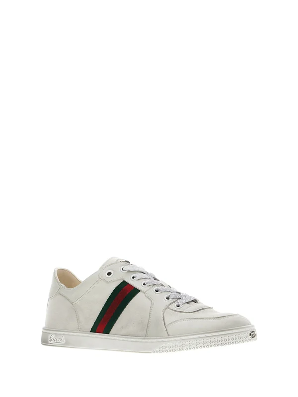 Gucci White Low Top Sneakers - Image 2