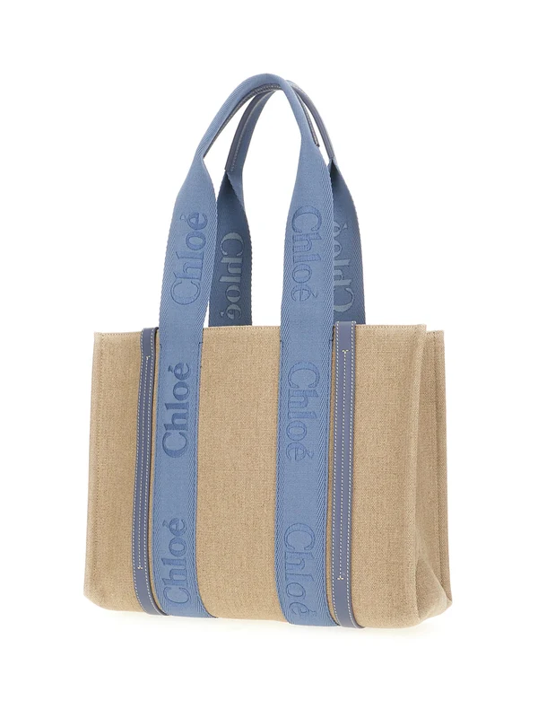 Chloe Beige Blue Tote Bags - Image 2