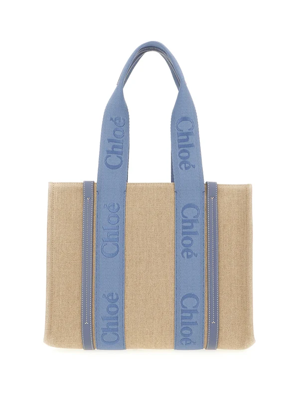 Chloe Beige Blue Tote Bags - Image 3