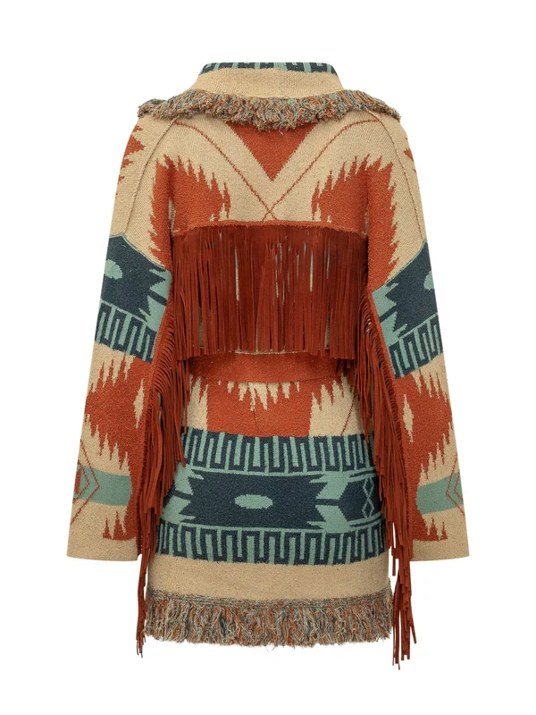 Jacquard Pattern Wrap Cardigan - Image 2