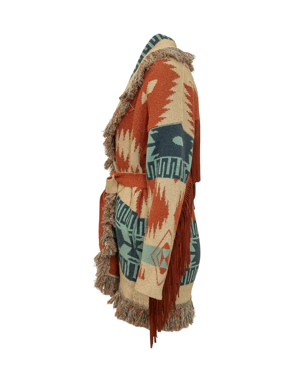 Jacquard Pattern Wrap Cardigan - Image 3