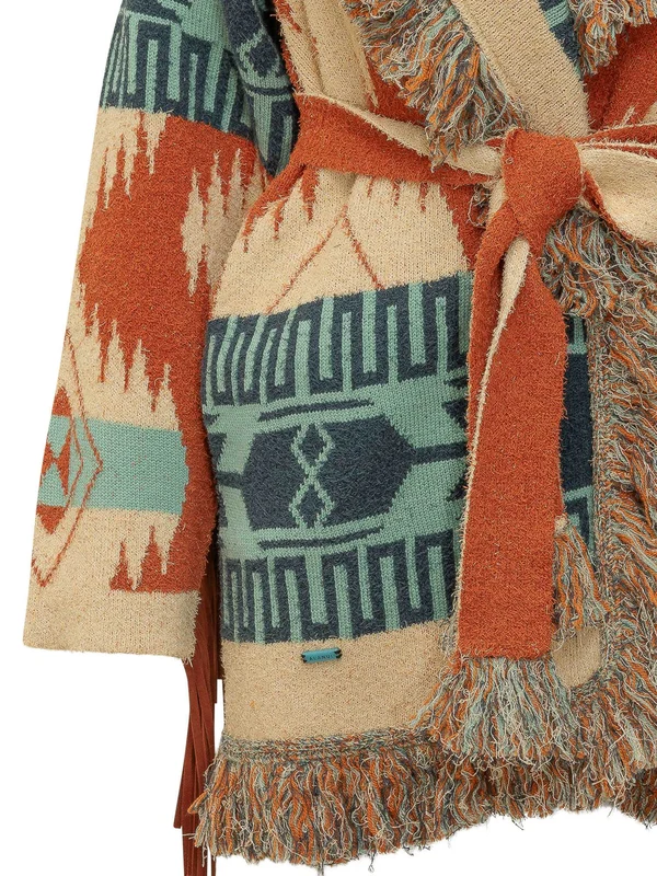 Jacquard Pattern Wrap Cardigan - Image 4
