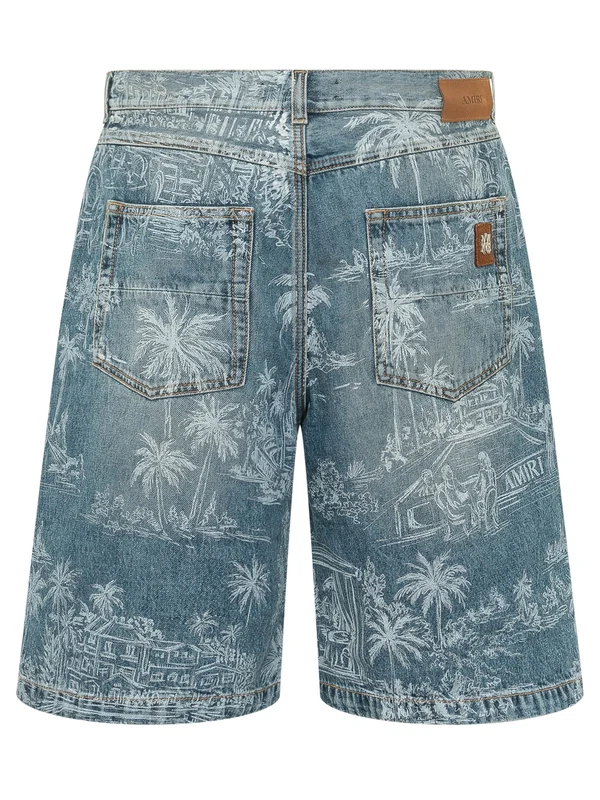 Printing Cotton Denim Shorts - Image 2