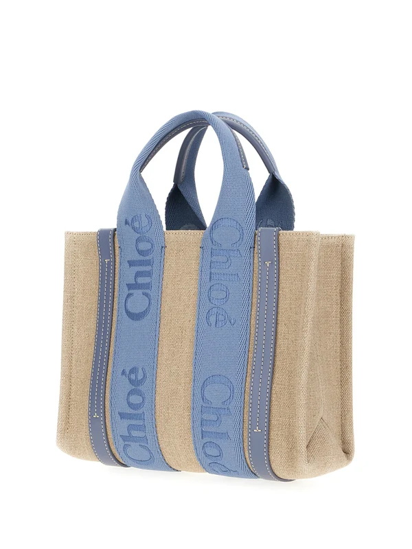 Chloe Beige Blue Tote Bags - Image 2